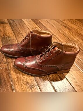 Cole Haan William Wingtip Men's Chukka Lace Up Boots 8 1/2 Brown Leather C20286